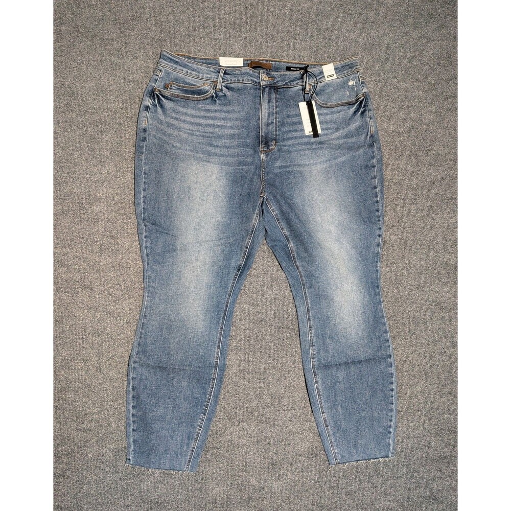 Judy Blue Skinny Fit Jeans Womens Plus Size 24W Distressed Raw Hem Denim